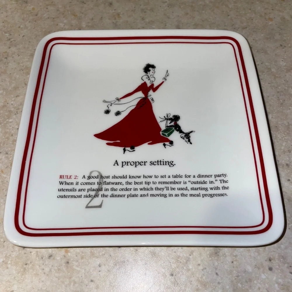 Williams Sonoma Party Etiquette Plate Set Appetizer Cheese Canapés Small Plates